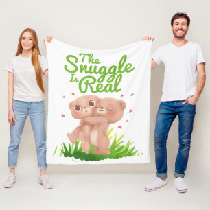 The Snuggle is Real Cute Bear Hugs Fleece Blanket