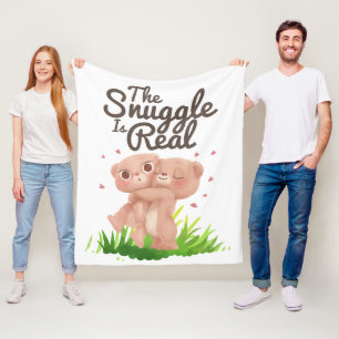 The Snuggle is Real Cute Bear Hugs Fleece Blanket