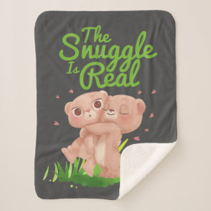 The Snuggle is Real Cute Bear Hugs Sherpa Blanket