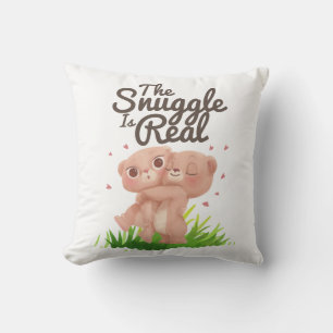The Snuggle is Real Cute Bear Hugs Throw Pillow