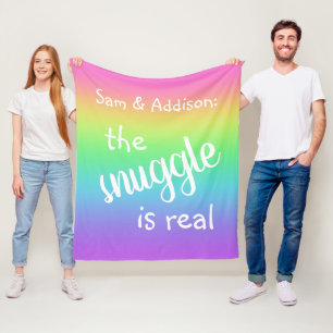 The Snuggle is Real Personalized Rainbow Blanket