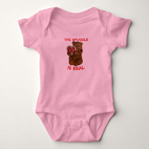 The Snuggle is Real  Teddy Bear and Heart Baby Bod Bodysuit