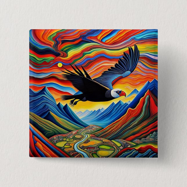 The soaring Condor 2 Inch Square Button (Front)