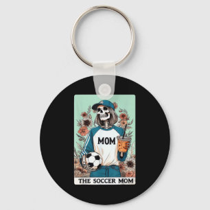 The soccer mom tarot card halloween skeleton mom keychain