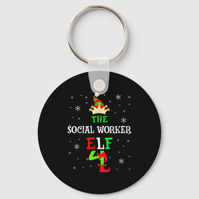 The Social Worker Elf Christmas Elf Matching Famil Keychain (Front)