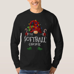The Softball Gnome Buffalo Plaid Christmas Tree Li T-Shirt
