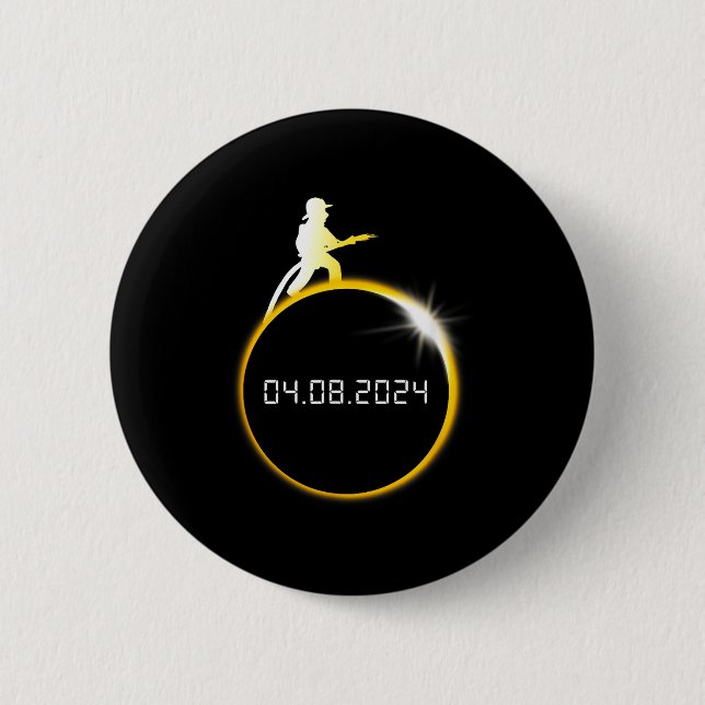 The Solar Eclipse Firefighter Moon Fireman 2 Inch Round Button (Front)
