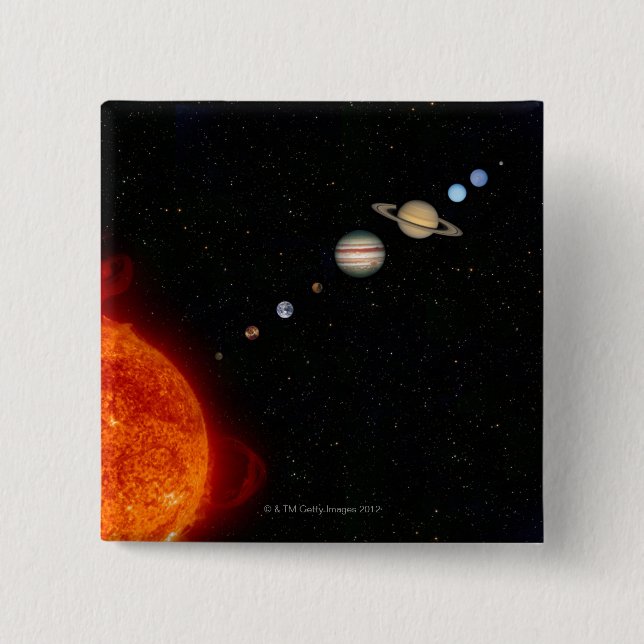 The Solar System 2 Inch Square Button (Front)