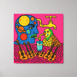 The Solar System Person and the Pyramid Parakeet Canvas Print