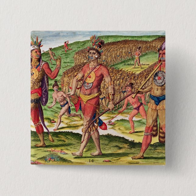 The Soldiers of Outina Marching to Cut 2 Inch Square Button (Front)