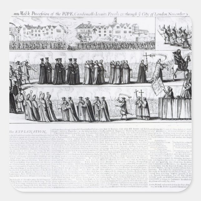 The Solemn Mock Procession Square Sticker (Front)