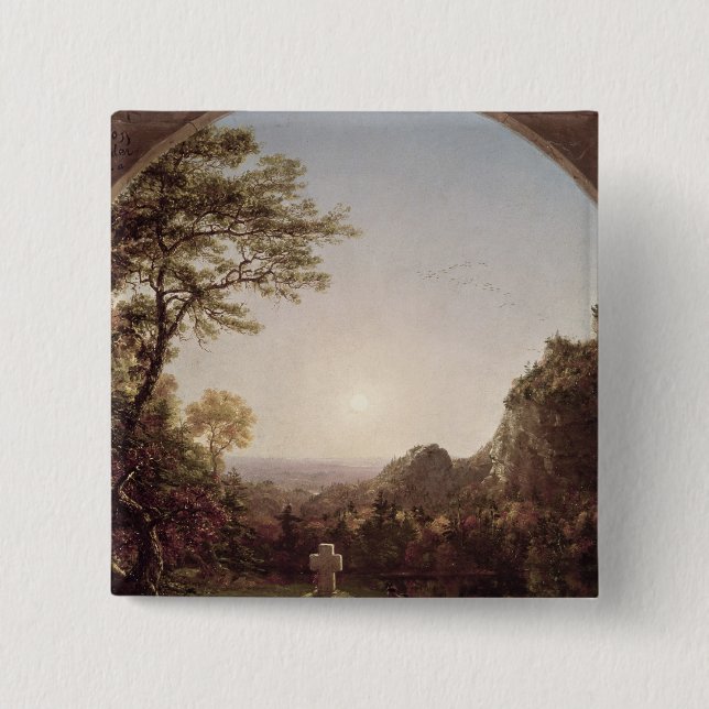 The Solitary Cross, 1845 2 Inch Square Button (Front)