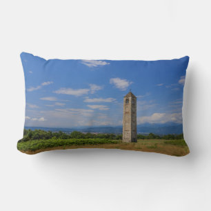 The solitary medieval bell tower on lumbar pillow