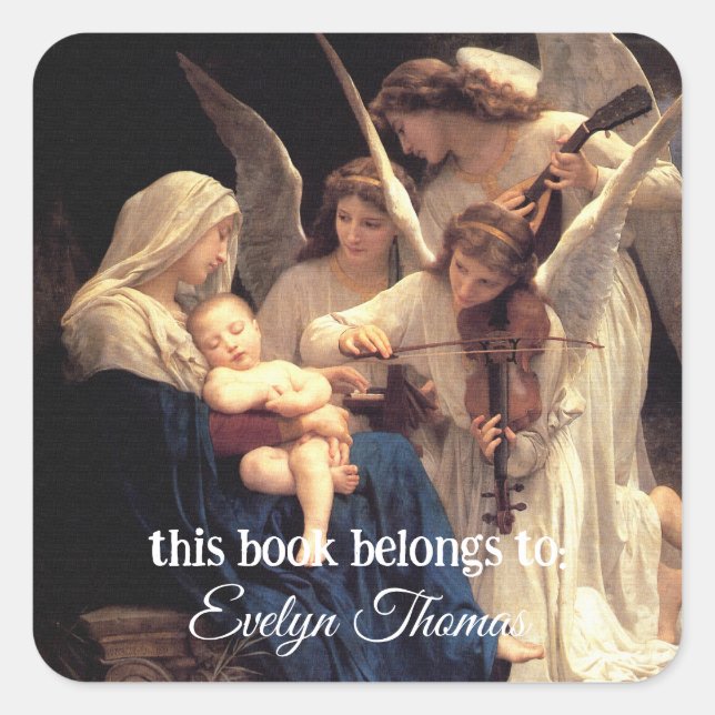 The song of the angels, Bouguereau Square Sticker (Front)