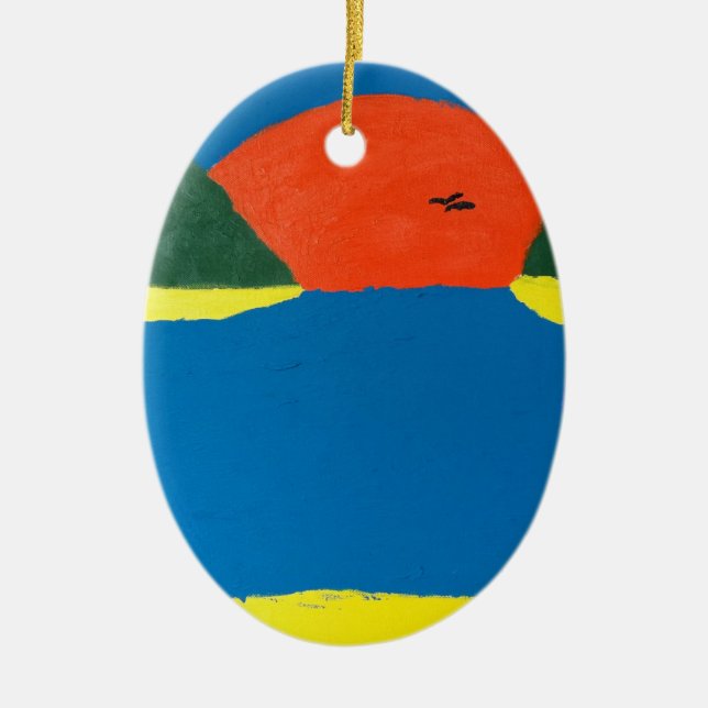 The Sound of Sunset pendant. An original artwork.  Ceramic Ornament (Front)
