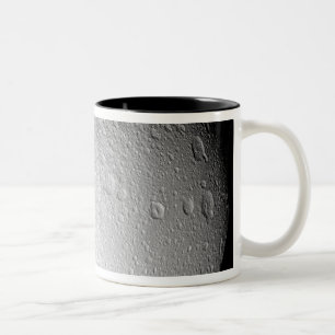 The South Pole of Saturn's moon Tethys Two-Tone Coffee Mug
