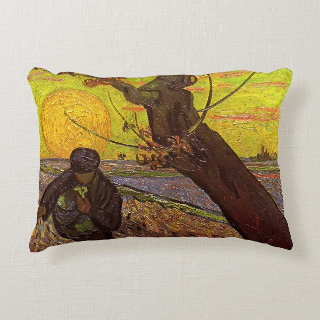 The Sower by Vincent van Gogh Accent Pillow (Front)