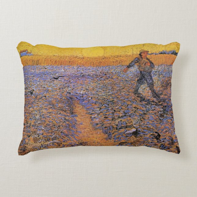 The Sower by Vincent van Gogh Accent Pillow (Front)
