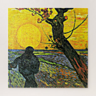 The Sower, fine art painting by Vincent van Gogh Jigsaw Puzzle