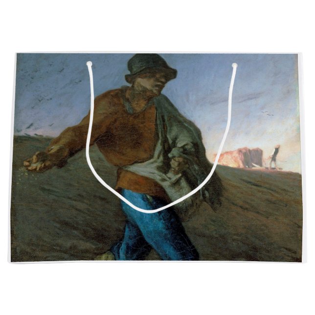 The Sower, Jean-Francois Millet Large Gift Bag (Front)