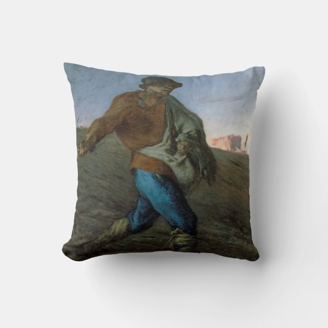 The Sower, Jean-Francois Millet Throw Pillow (Front)