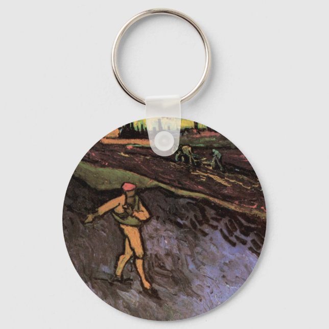 The Sower: Outskirts of Arles by Vincent van Gogh Keychain (Front)