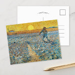 The Sower | Vincent van Gogh Postcard<br><div class="desc">The Sower (1888) by Vincent van Gogh is a powerful Post-Impressionist painting that depicts a farmer sowing seeds in a vast field under a radiant yellow sky. The artwork reflects Van Gogh's admiration for rural labour and his fascination with the cycles of nature. The vivid colour palette of golden yellows,...</div>