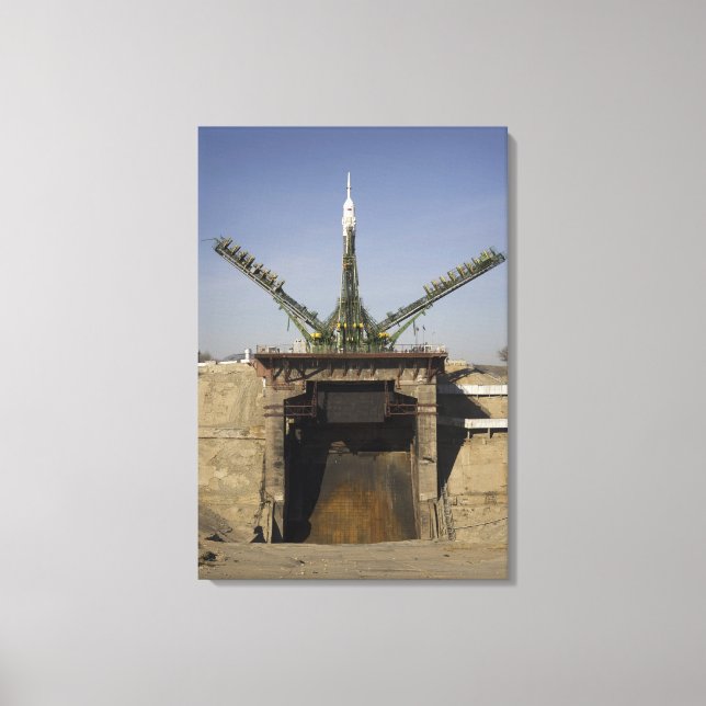 The Soyuz rocket is erected into position 3 Canvas Print (Front)