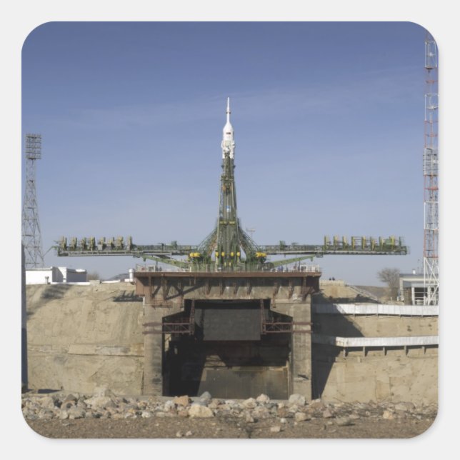 The Soyuz rocket is erected into position 6 Square Sticker (Front)