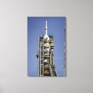 The Soyuz rocket is erected into position Canvas Print