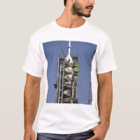 The Soyuz rocket is erected into position