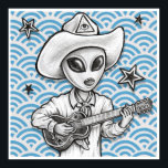 'The Space Cowboy' art print -(pop surreal sci-fi)<br><div class="desc">Large full colour art poster print of my mixed media artwork 'The Space Cowboy'. Superb print quality and ready for framing.  Add a splash of out of this world cartoon surrealism to your walls today!</div>