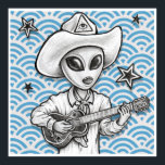 'The Space Cowboy' art print -(pop surreal sci-fi)<br><div class="desc">Large full colour art poster print of my mixed media artwork 'The Space Cowboy'. Superb print quality and ready for framing.  Add a splash of out of this world cartoon surrealism to your walls today!</div>