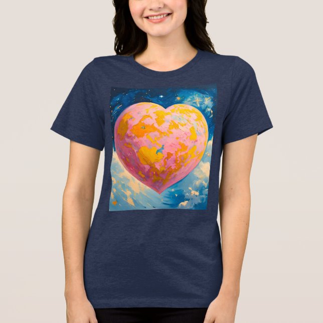 The space moved by love Tri-Blend shirt (Front)