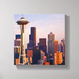 The Space Needle is a tower at dusk in Seattle Canvas Print