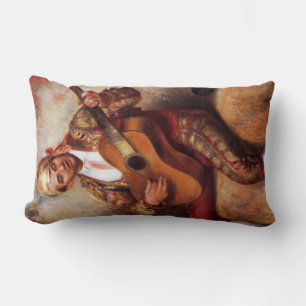 The Spanish Guitarist (by Pierre-August Renoir) Lumbar Pillow