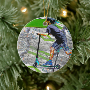 The Speedster - Scooter Rider Ceramic Ornament