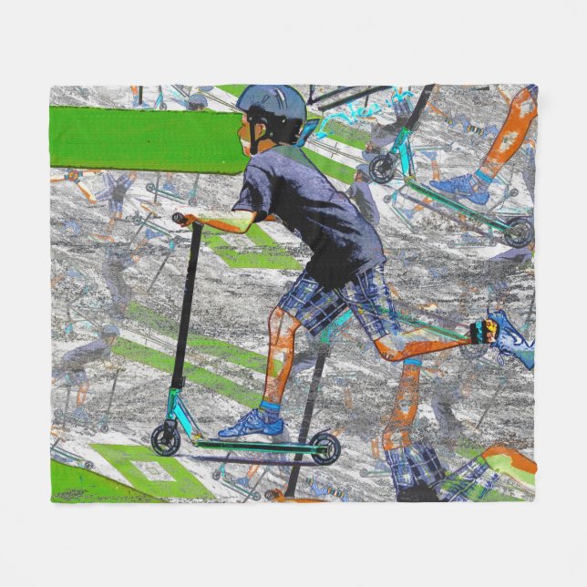 The Speedster - Stunt Scooter Fleece Blanket (Front (Horizontal))