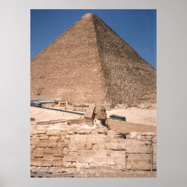 The Sphinx and the Great Pyramid at Giza Poster (Front)