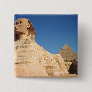 The Sphinx and The Pyramid of Khafre, Giza 2 Inch Square Button