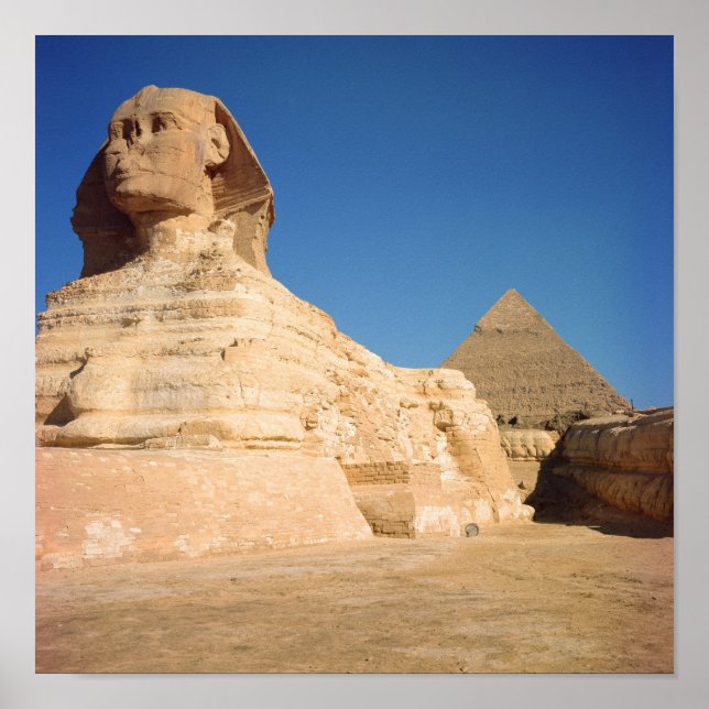 The Sphinx and The Pyramid of Khafre, Giza Poster (Front)