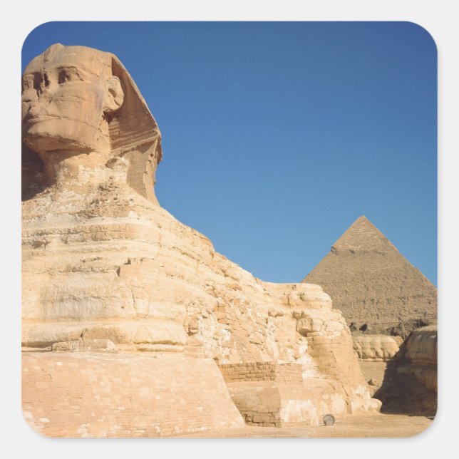 The Sphinx and The Pyramid of Khafre, Giza Square Sticker (Front)