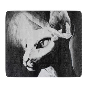 The Sphynx Cat Feline Animal Portrait Original Art Cutting Board