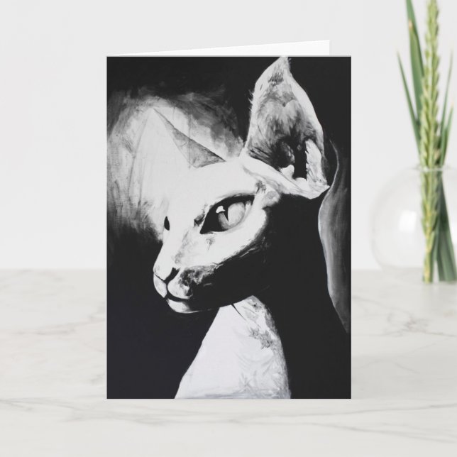 The Sphynx Cat Feline Original Art Greeting Card (Front)