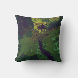 The Spider And The Centipede-Green Throw Pillow