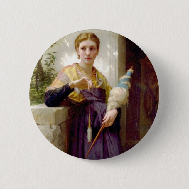 The Spinner, William-Adolphe Bouguereau 2 Inch Round Button (Front)