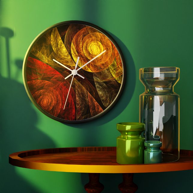 The Spiral of Life Abstract Art Round Large Clock (Sun Flower Floral Modern Abstract Art Pattern Wall Clock)