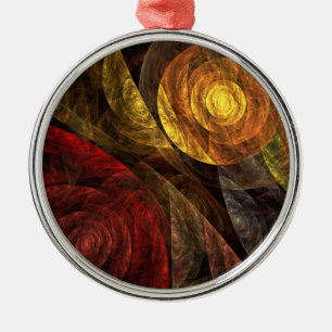 The Spiral of Life Abstract Art Round Metal Ornament