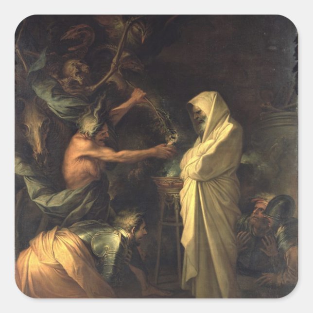 The Spirit of Samuel appearing to Saul at the hous Square Sticker (Front)