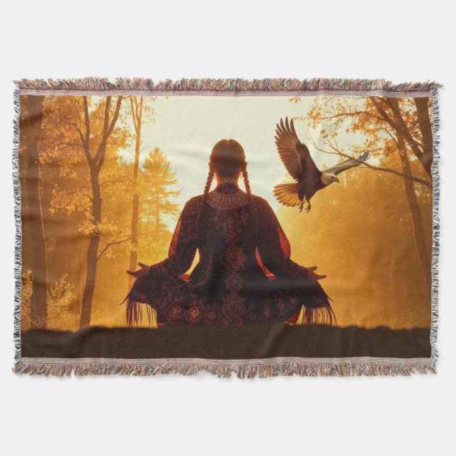 The spirit of the Eagle Throw Blanket (Front)
